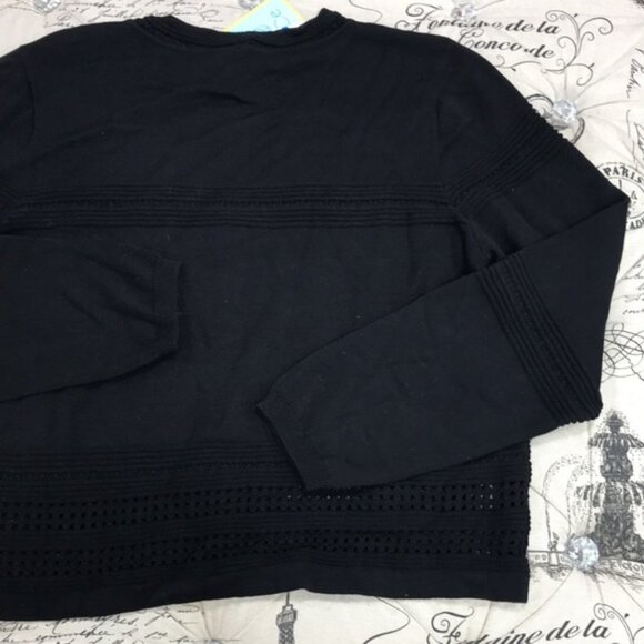 CeCe Cotton Pointelle-Trimmed Cardigan Sweater - Picture 6 of 6